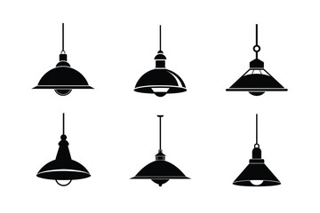 silhouette hanging lamp vector art on white background. set of vector hanging lamp. silhouette hanging lamp vector.