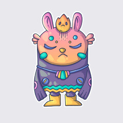 A strange rabbit. Cartoon vector character. Trendy style. Vector illustration.