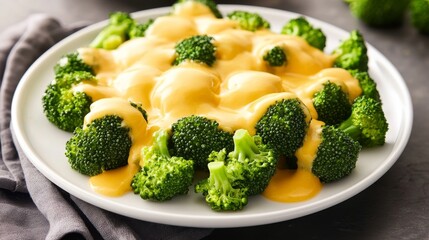 Velvety Cheese Sauce Over Steamed Broccoli Delight