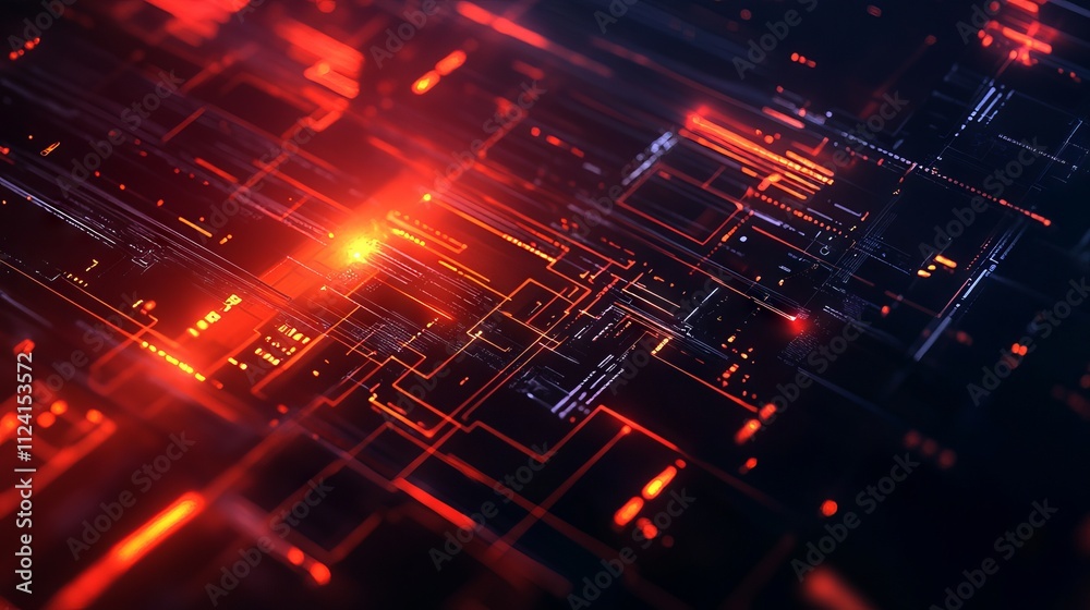 Wall mural futuristic abstract technology background featuring intricate digital circuit patterns, glowing blue