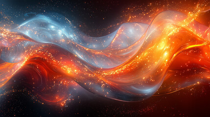 Fototapeta premium cosmic waves intertwine with stars creating a dance of light and shadow in cool and warm hues