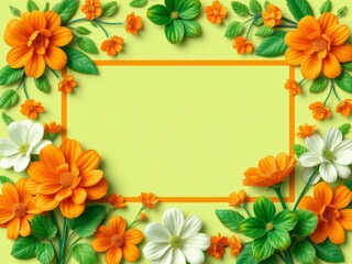 Obraz premium A festive green and orange floral frame with space for text, ideal for St Patrick's Day or celebration designs, decorative, border, orange