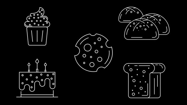Baked Goods Food Line Icons