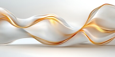 Naklejka premium Abstract gold and white flowing fabric waves.
