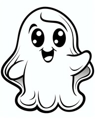 Obraz premium Cute ghost for halloween theme cartoon style black and