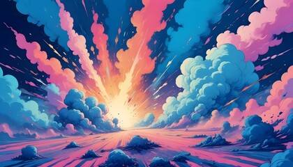 Clear Plain Shiny Warm Soft Vintage Bokeh Cloudy Wave Like Geometric Blue Background or Texture