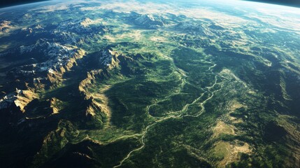 Ultra detailed, photorealistic image of Earth from space with a view of the Pacific Northwest