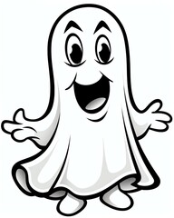 Obraz premium Cute ghost for halloween theme cartoon style black and