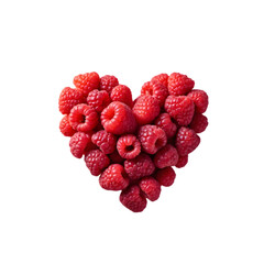 Raspberry Heart, Fruit, Red Berries, Food Design isolated on transparent background