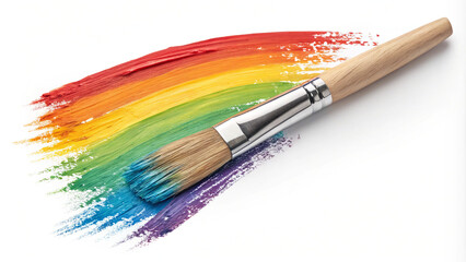 Obraz premium Paintbrush Creating Rainbow Brushstroke 