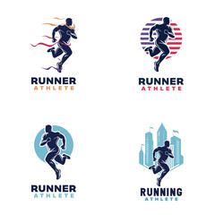 Marathon logo template, running club or sports club