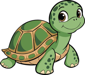 Turtle charming face cartoon vector illustration