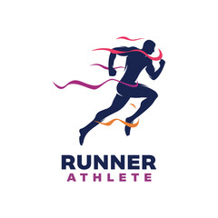 Healthy running marathon athletes logo
