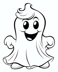 Cute ghost for halloween theme cartoon style black and
