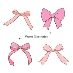 Whimsical Hand Drawn Ribbon Bow. Vector Illustration
