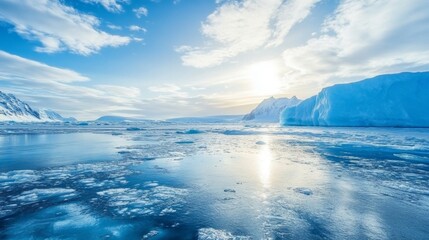 Fototapeta premium Serene iceberg reflection arctic ocean landscape photography tranquil environment wide-angle view nature's beauty