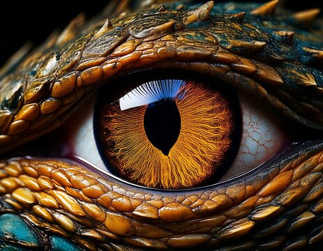 Snake eye with piercing, intense gaze and detailed texture