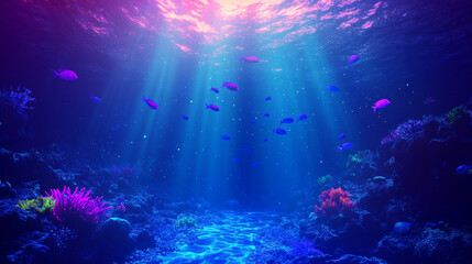 World Oceans Day Social Media Banner with Blue Ocean Background and Copy Space for Text
