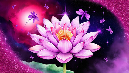 Purple Lotus Flower in Space