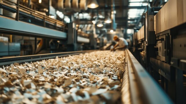 Manufacturing process industrial facility production workshop close-up view efficiency in waste management