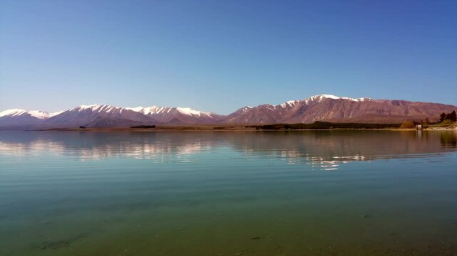 Lake Tekapo Winter Landscape on a Sunny Day: New Zealand Scenery
