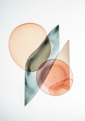 Abstract composition with overlapping translucent shapes in pastel colors