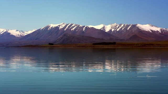 Lake Tekapo Winter Landscape on a Sunny Day: New Zealand Scenery