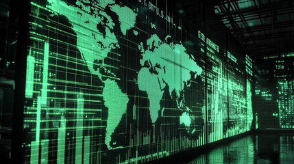 Global data visualization digital environment technology concept cyber space interactive viewpoint modern analysis