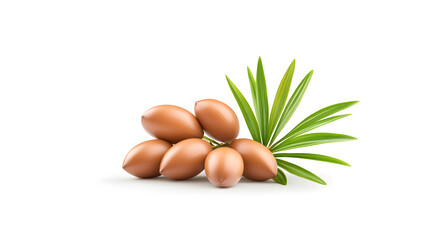 A bunch of ripe Saw Palmetto fruits presented against a white background. Saw Palmetto on White Background. Concept Product Photography