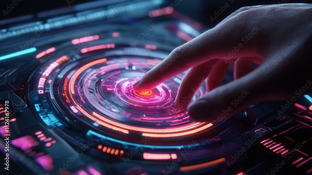 Poster interactive digital interface engagement futuristic tech lab ui/ux design experience virtual environ