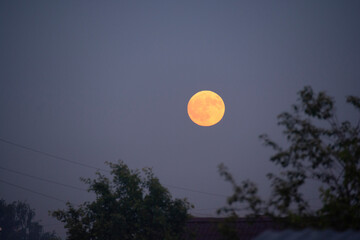 Moon in the dark sky at night