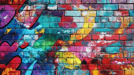 Obraz premium Vibrant graffiti wall abstract background with bold pop art elements, colorful urban street art backdrop for creative designs and artistic projects