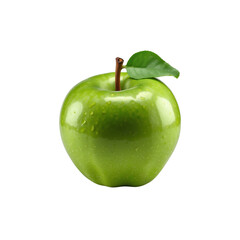Fresh green apple and water drop on Transparent Background