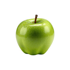 Fresh green apple and water drop on Transparent Background