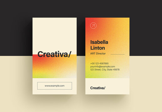Business Card Layout with Grain Effect Elements