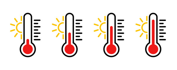 Thermometer with sun icon set
