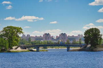 Picturesque bridge across the river in Voronezh