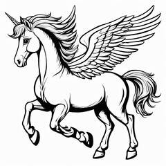 Obraz premium A cute, magical unicorn with wings, prancing and ready to take flight.