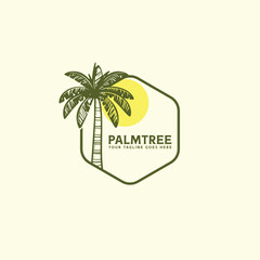 Obraz premium palm tree island logo vector