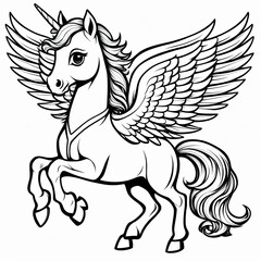 Fototapeta premium A cute, magical unicorn with wings, prancing and ready to take flight.