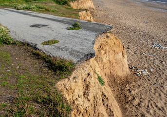 Collapsed road at coast