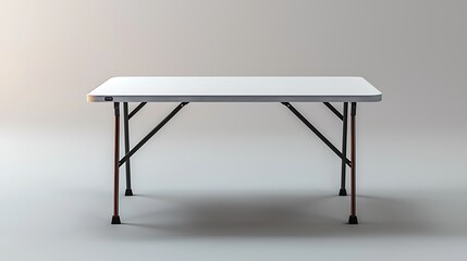 A white folding table with black legs