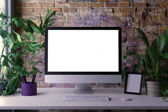 Realistic Dekstop mockup design template