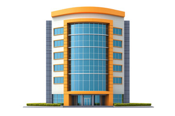 A modern, multi-story building featuring large glass windows and an orange-accented roof, designed for commercial use.