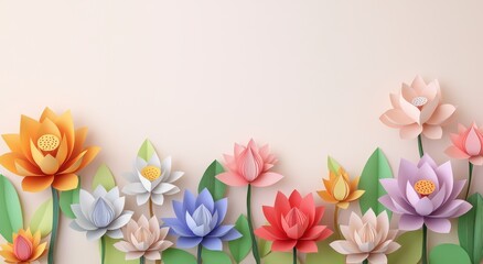 Vibrant floral arrangement colorful paper lotus flowers display