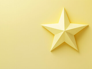 Single yellow 3D star isolated on a yellow background