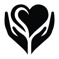 Hands Holding Heart Silhouette – Symbol of Love and Support