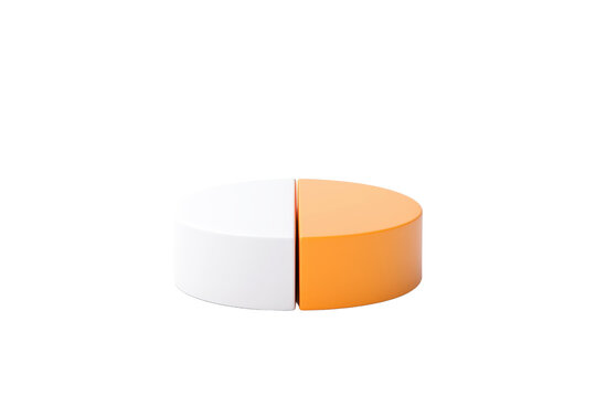 A round object divided into two equal sections, one white and one orange, showcasing a contrasting color scheme.