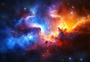 Fototapeta premium Cosmic Nebula of Blue and Orange Hues