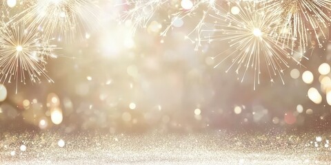 Fototapeta premium Beautiful Background of Sparkling Fireworks and Lights for Celebratory Themes and Festive Occasions in a Dreamy Atmosphere
